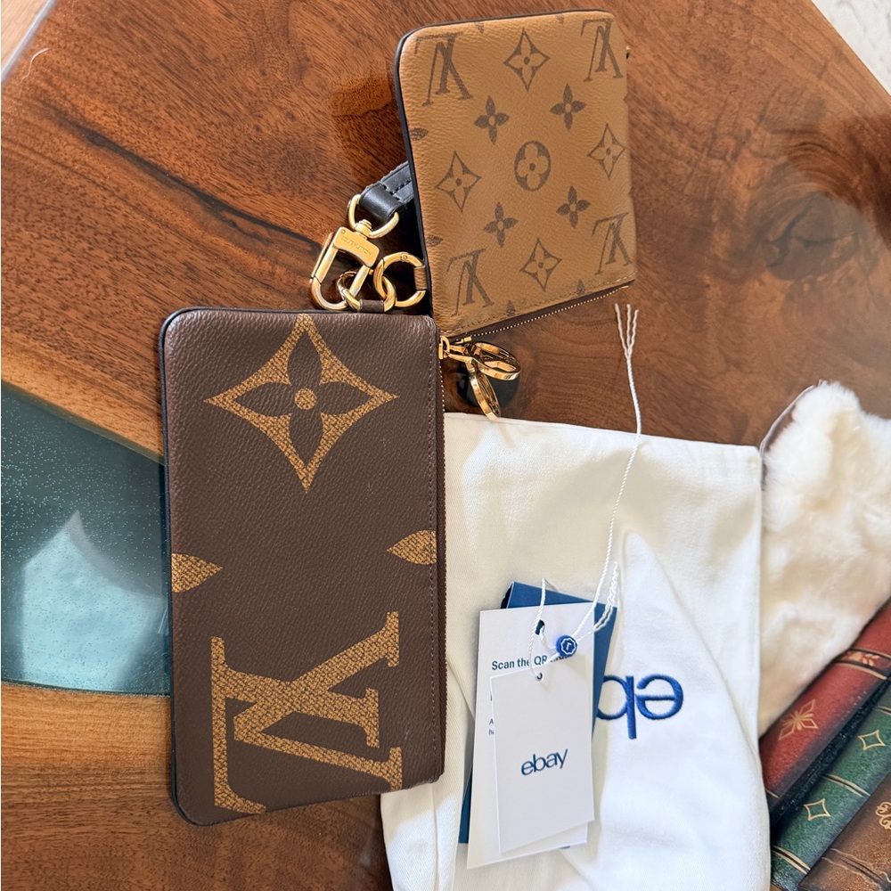 Louis Vuitton Brown and Tan Monogram Wallet Set